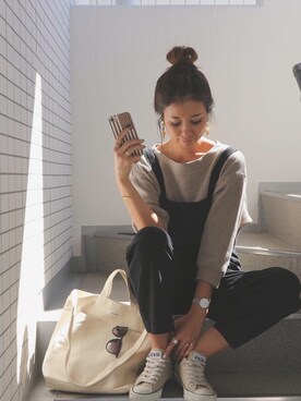 「Daniel Wellington（ダニエルウェリントン）の販売終了クラシックペティット アッシュフィールド32mm（アナログ腕時計）」を使った、asmさん（レディース・161cm）の秋コーディネート