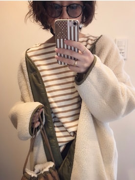 「ROKU」｜「アイテム（ブルゾン）」を使った、asmさん（レディース・161cm）の冬コーディネート