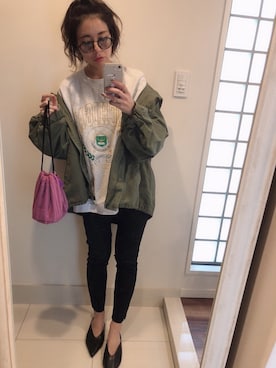「reca（レカ）のアイテム（ブルゾン）」を使った、asmさん（レディース・161cm）の春コーディネート