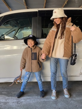 「アイテム（ハット）」を使った、asmさん（レディース・161cm）の冬コーディネート