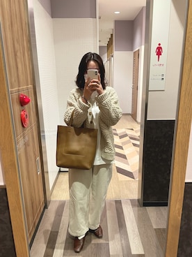 「クルーネックTシャツ」｜「アイテム（パンツ）」を使った、me!さん（レディース・157cm）の冬コーディネート
