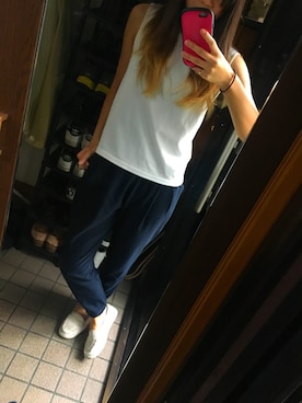 「ROXY（ロキシー）のアイテム（スリッポン）」を使った、yukaさん（レディース・156cm）の夏コーディネート