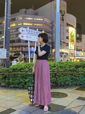 「原宿」｜「アイテム（サンダル）」を使った、ゆかさん（レディース・160cm）の夏コーディネート