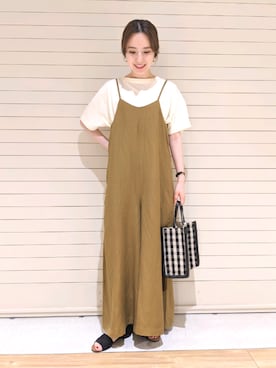「FORK&SPOON（フォークアンドスプーン）のアイテム（オールインワン・サロペット）」を使った、みのり*さん（レディース・160cm）の夏コーディネート