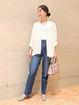 「URBAN RESEARCH DOORS（アーバンリサーチドアーズ）のハイライズデニムパンツ（デニムパンツ）」を使った、みのり*さん（レディース・160cm）の夏コーディネート