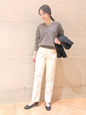 「URBAN RESEARCH DOORS（アーバンリサーチドアーズ）のハイライズデニムパンツ（デニムパンツ）」を使った、みのり*さん（レディース・160cm）の秋コーディネート