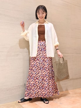 「URBAN RESEARCH DOORS（アーバンリサーチドアーズ）のコットンローンシャツ（シャツ/ブラウス）」を使った、みのり*さん（レディース・160cm）の夏コーディネート