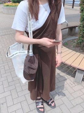 「Hanes」｜「アイテム（ワンピース/ドレス）」を使った、moepiさん（レディース・160cm）の春コーディネート
