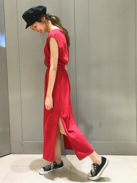 「CONVERSE TOKYO（コンバーストウキョウ）のアイテム（キャスケット）」を使った、MIOさん（レディース・163cm）の夏コーディネート