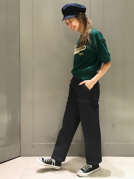 「CONVERSE TOKYO（コンバーストウキョウ）のアイテム（キャスケット）」を使った、MIOさん（レディース・163cm）の夏コーディネート