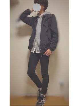 「白ソックス」｜「アイテム（ナイロンジャケット）」を使った、Uさん（メンズ・178cm）の秋コーディネート