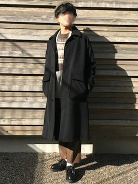 「MONKEY TIME（モンキータイム）のアイテム（ステンカラーコート）」を使った、おぐさん（メンズ・156cm）の冬コーディネート