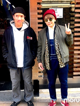 「USEDo（ユーズド）のアイテム（パンツ）」を使った、ここちゃんさん（メンズ・170cm）の冬コーディネート