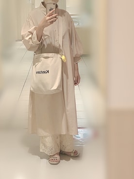 「153cm」｜「アイテム（シャツワンピース）」を使った、kinokoさん（レディース・153cm）の夏コーディネート