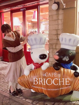 「リブニットパンツ」｜「アイテム（ワンピース/ドレス）」を使った、のぞみさん（レディース・162cm）の秋コーディネート