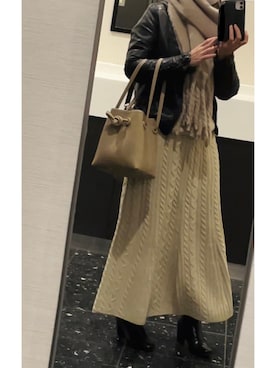 「JOURNAL STANDARD relume（ジャーナルスタンダード　レリューム）のアイテム（ライダースジャケット）」を使った、MKTさん（レディース・151cm）の冬コーディネート