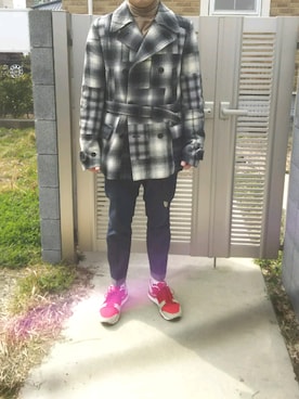 「N.HOOLYWOOD」｜「アイテム（ピーコート）」を使った、Daniel.Yさん（メンズ・175cm）の冬コーディネート