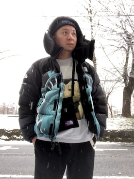 「Supreme x The North Face」｜「アイテム（ダウンジャケット/コート）」を使った、ノエルさんさん（メンズ・172cm）の春コーディネート
