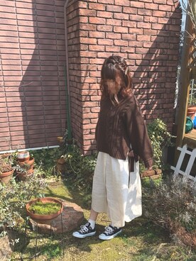 「chocomee（チョコミー）のアイテム（ニット/セーター）」を使った、chacha*⑅︎さん（レディース・159cm）の春コーディネート