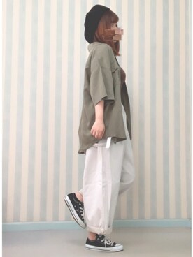 「ニコアンド」｜「アイテム（ハンチング/ベレー帽）」を使った、chacha*⑅︎さん（レディース・159cm）の春コーディネート