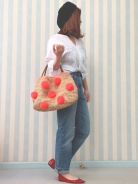 「サマンサタバサ」｜「アイテム（バレエシューズ）」を使った、chacha*⑅︎さん（レディース・159cm）の春コーディネート