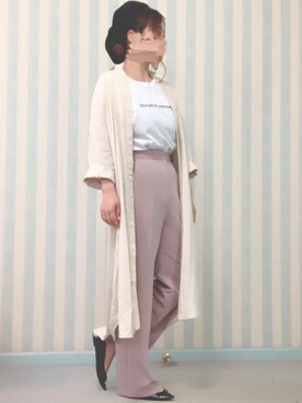 「くすみピンク」｜「アイテム（シャツワンピース）」を使った、chacha*⑅︎さん（レディース・159cm）の春コーディネート