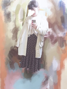 「アイテム（ソックス/靴下、グリーン系）」を使った、ちなつさん（レディース・164cm）の秋コーディネート