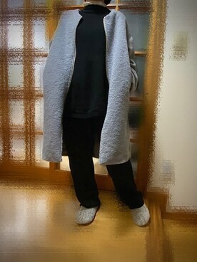 「LEPSIM（レプシィム）のアイテム（ノーカラーコート）」を使った、kaasuminさん（レディース・158cm）の冬コーディネート