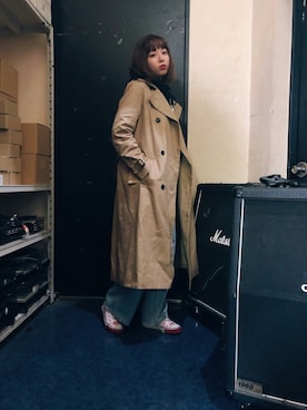 「CLANE（クラネ）のアイテム（トレンチコート）」を使った、勝田里奈さん（レディース・161cm）の春コーディネート