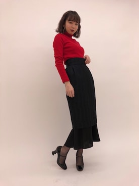 「red」｜「アイテム（パンプス）」を使った、勝田里奈さん（レディース・161cm）の春コーディネート