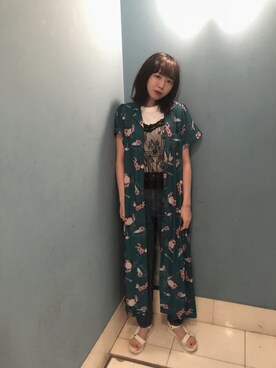 「勝田里奈」｜「アイテム（キャミソール）」を使った、勝田里奈さん（レディース・161cm）の春コーディネート