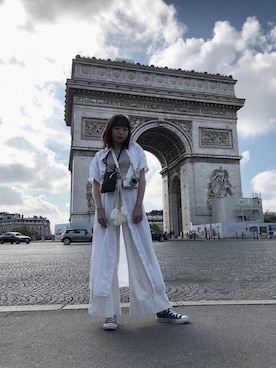 「アンジュルム」｜「アイテム（ファッション雑貨）」を使った、勝田里奈さん（レディース・161cm）の夏コーディネート