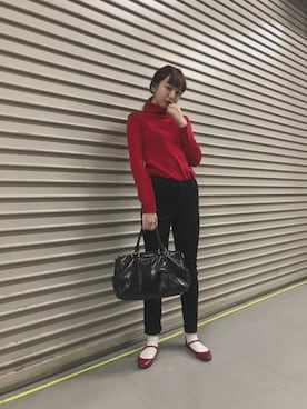 「勝田里奈」｜「アイテム（バレエシューズ）」を使った、勝田里奈さん（レディース・161cm）の秋コーディネート