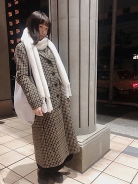 「勝田里奈」｜「アイテム（チェスターコート）」を使った、勝田里奈さん（レディース・161cm）の冬コーディネート