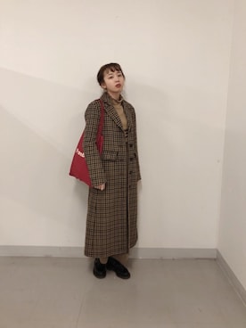 「勝田里奈」｜「アイテム（チェスターコート）」を使った、勝田里奈さん（レディース・161cm）の春コーディネート