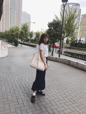 「FRUIT OF THE LOOM（フルーツオブザルーム）のアイテム」を使った、勝田里奈さん（レディース・160cm）の夏コーディネート