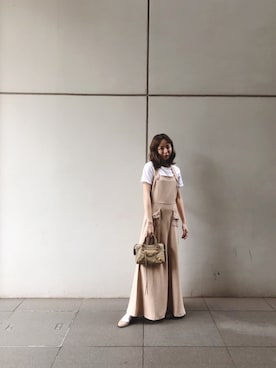 「FRUIT OF THE LOOM（フルーツオブザルーム）のアイテム」を使った、勝田里奈さん（レディース・160cm）の夏コーディネート