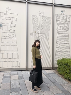 「勝田里奈」｜「アイテム（トートバッグ）」を使った、勝田里奈さん（レディース・161cm）の秋コーディネート