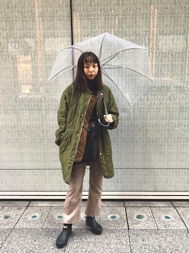 「MACPHEE（マカフィー）のアイテム（その他アウター）」を使った、勝田里奈さん（レディース・161cm）の秋コーディネート