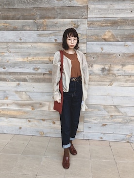 「勝田里奈」｜「アイテム（トートバッグ）」を使った、勝田里奈さん（レディース・161cm）の秋コーディネート
