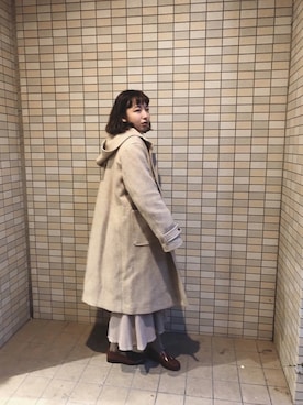 「勝田里奈」｜「アイテム（ダッフルコート）」を使った、勝田里奈さん（レディース・161cm）の秋コーディネート