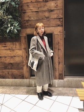 「Steven Alan（スティーブンアラン）のアイテム（チェスターコート）」を使った、勝田里奈さん（レディース・161cm）の冬コーディネート