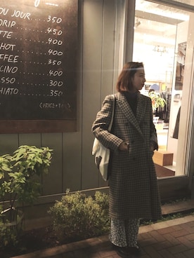 「Steven Alan（スティーブンアラン）のアイテム（チェスターコート）」を使った、勝田里奈さん（レディース・161cm）の冬コーディネート