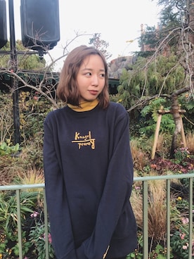 「勝田里奈」｜「アイテム（スウェット）」を使った、勝田里奈さん（レディース・161cm）の冬コーディネート