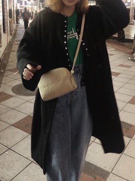 「勝田里奈」｜「アイテム（スウェット）」を使った、勝田里奈さん（レディース・161cm）の冬コーディネート