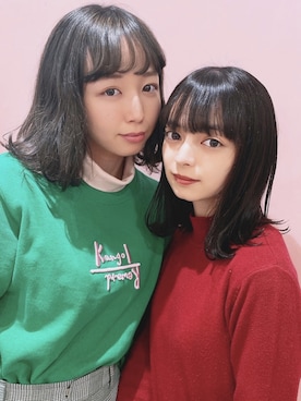 「勝田里奈」｜「アイテム（スウェット）」を使った、勝田里奈さん（レディース・161cm）の冬コーディネート