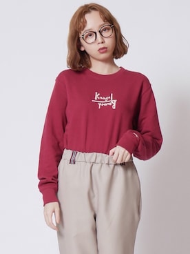 「勝田里奈」｜「アイテム（スウェット）」を使った、勝田里奈さん（レディース・161cm）の冬コーディネート