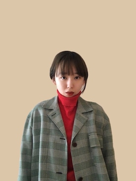 「勝田里奈」｜「アイテム（その他アウター）」を使った、勝田里奈さん（レディース・161cm）の春コーディネート