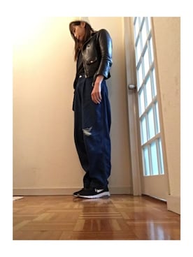 「アイテム（ライダースジャケット）」を使った、ＳＡＮＡＫＯさん（レディース・166cm・20代）の秋コーディネート