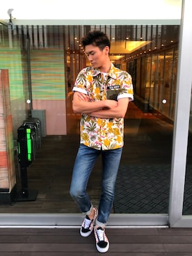 「TYPE BLUE（タイプブルー）のアイテム（パンツ）」を使った、RYUKIさん（メンズ・180cm）の夏コーディネート